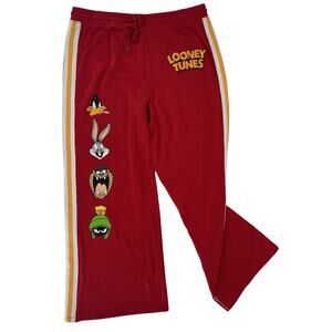 Looney Tunes Women's Activewear Sweatpants Size XXL Red Drawstring Comfy 2XL EUC